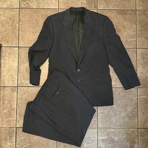 Vintage Joseph Abboud Suit Men's 42R Black 100% Wool Lightweight Made In USA